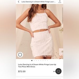 Lulus Dancing In A Dream White Fringe Lace-Up Two-Piece Mini Dress Size Small